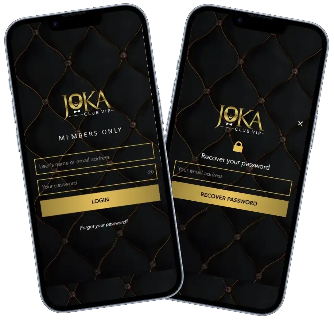 Joka Casino mobile app login screens